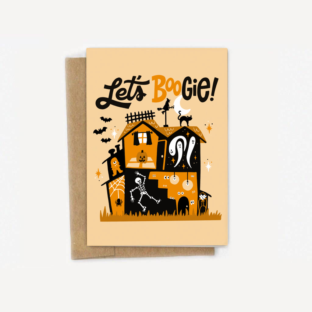 Let's Boo-gie Haunted House Halloween Card