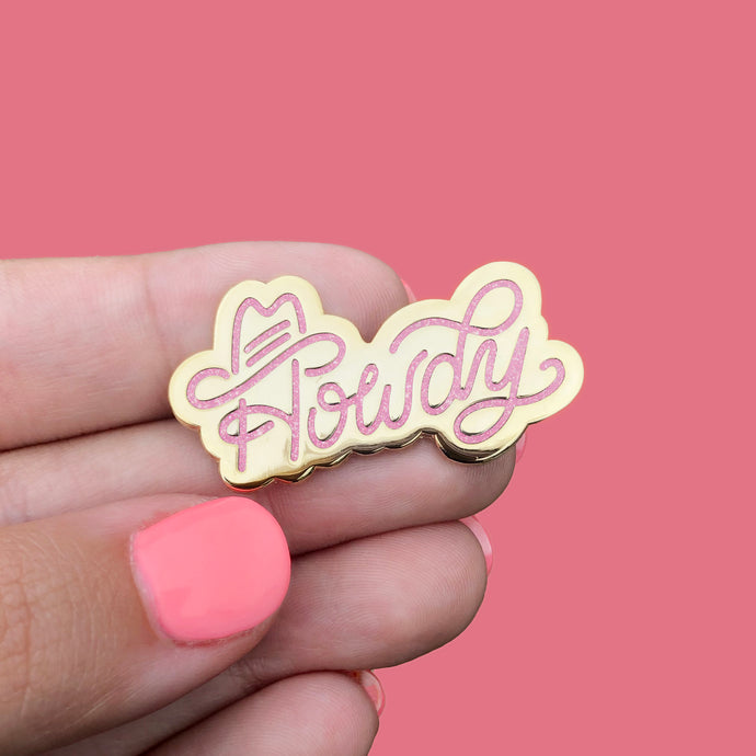 PREORDER Howdy Pink Glitter Gold Enamel Pin