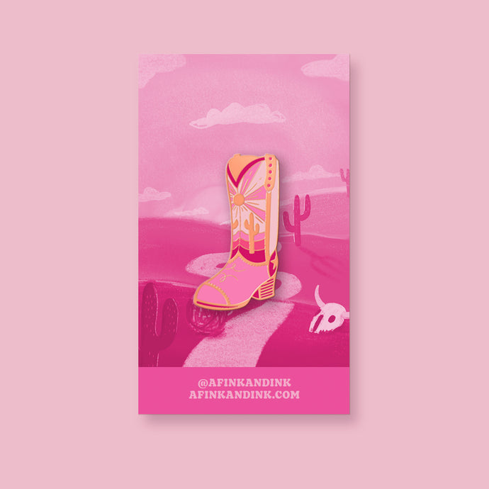 PREORDER Rose Gold Pink Cowboy Boot Enamel Pin