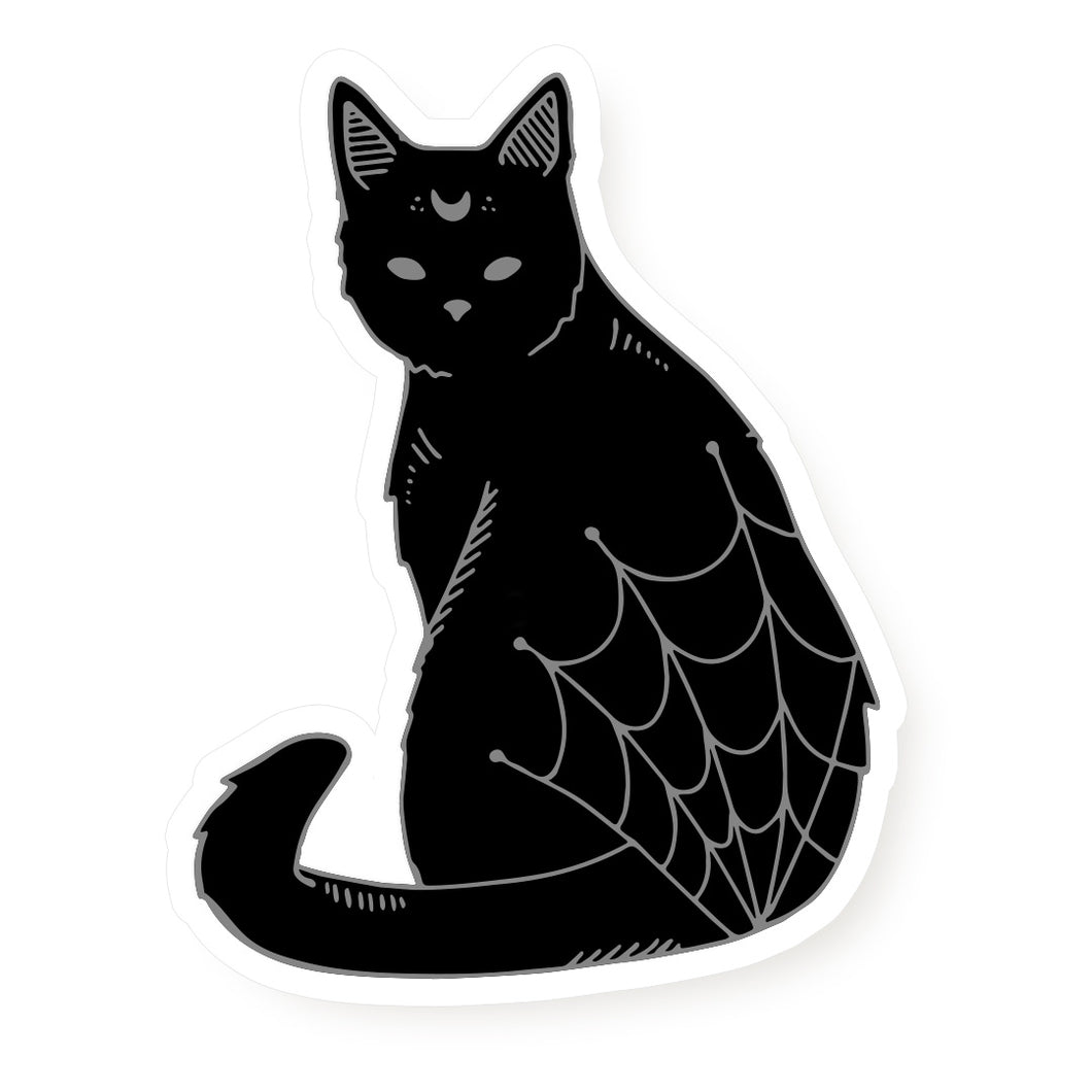 Spooky Black Cat Feline Familiar Vinyl Sticker