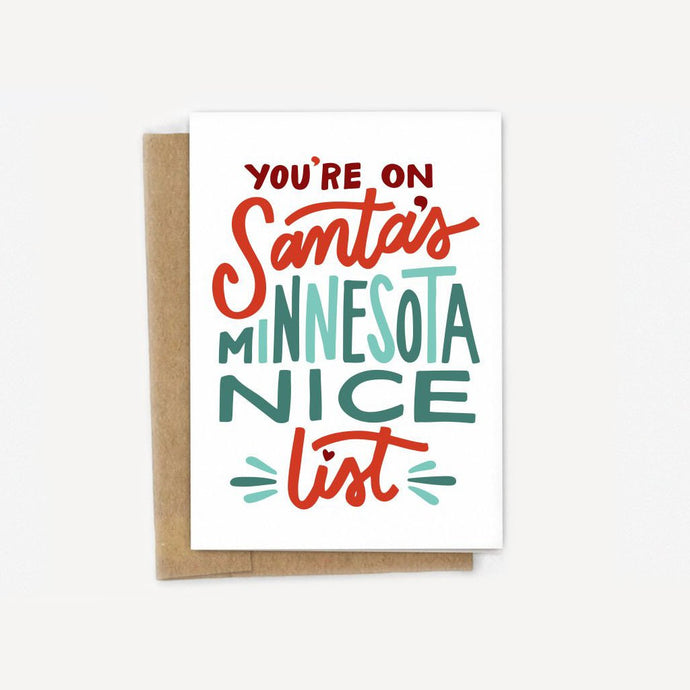 You're On Santa's Minnesota Nice List Holiday Card