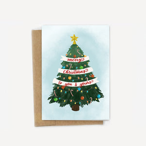 Merry Christmas to You and Yours Vintage Tree Christmas Card