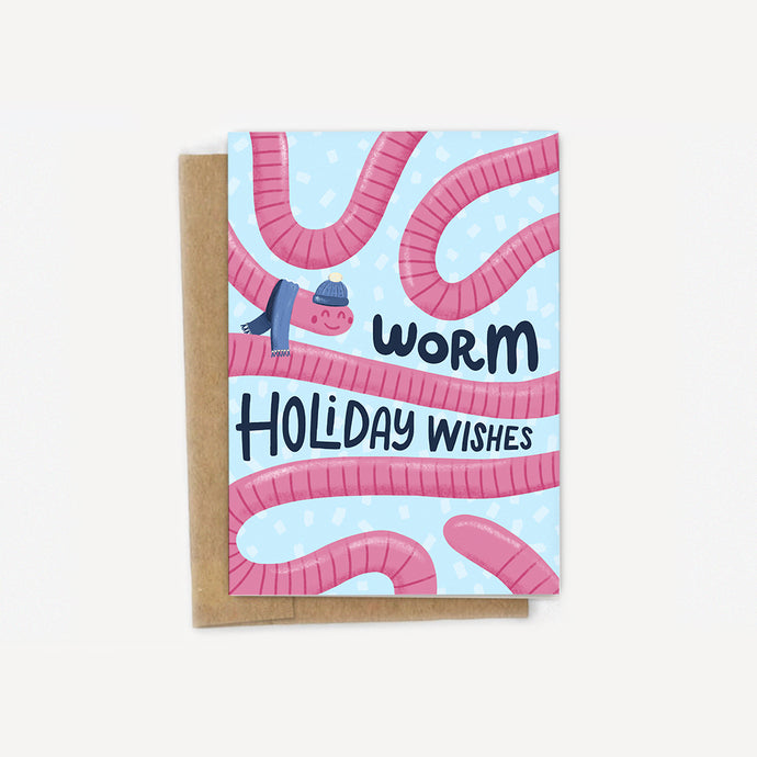 Worm Holiday Wishes Funny Christmas Card
