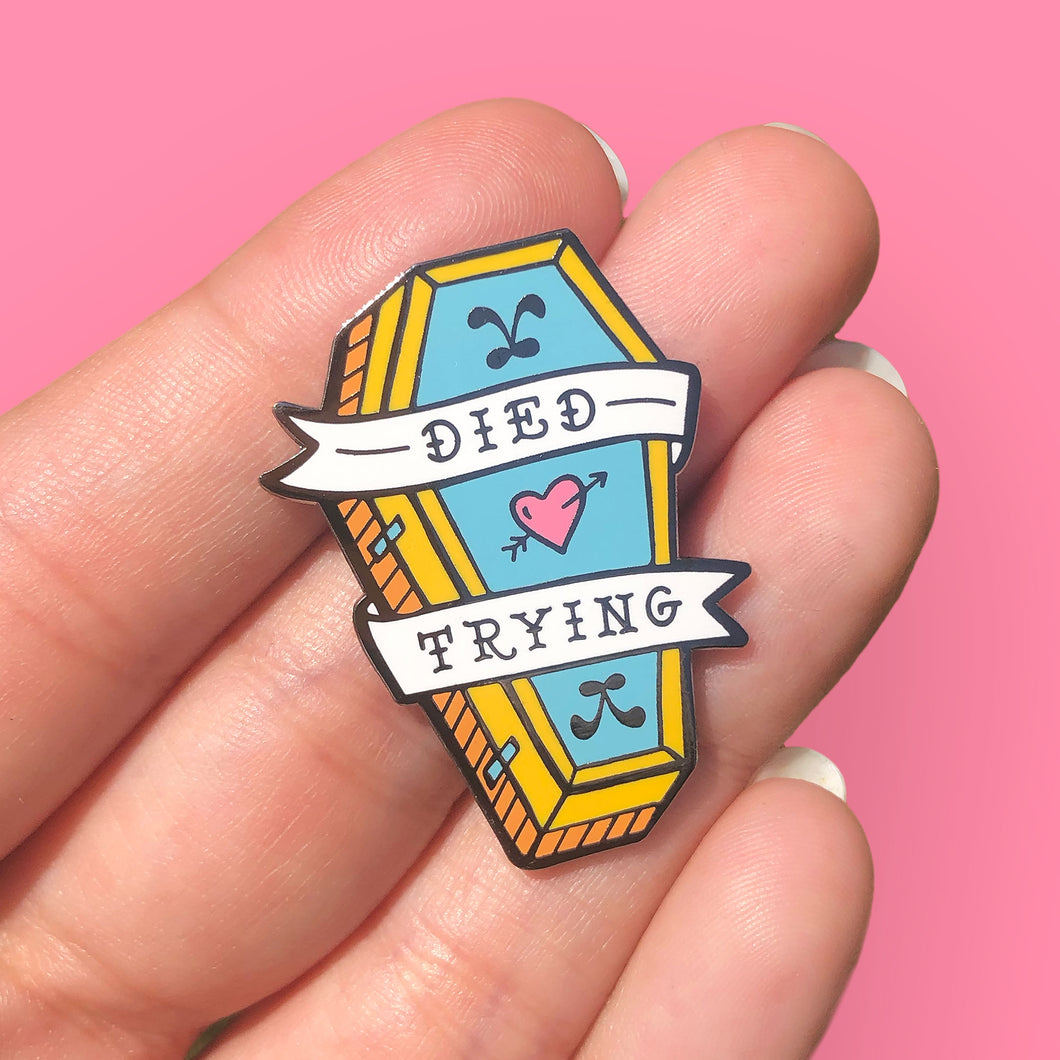 Died Trying Pastel Goth Coffin Enamel Pin