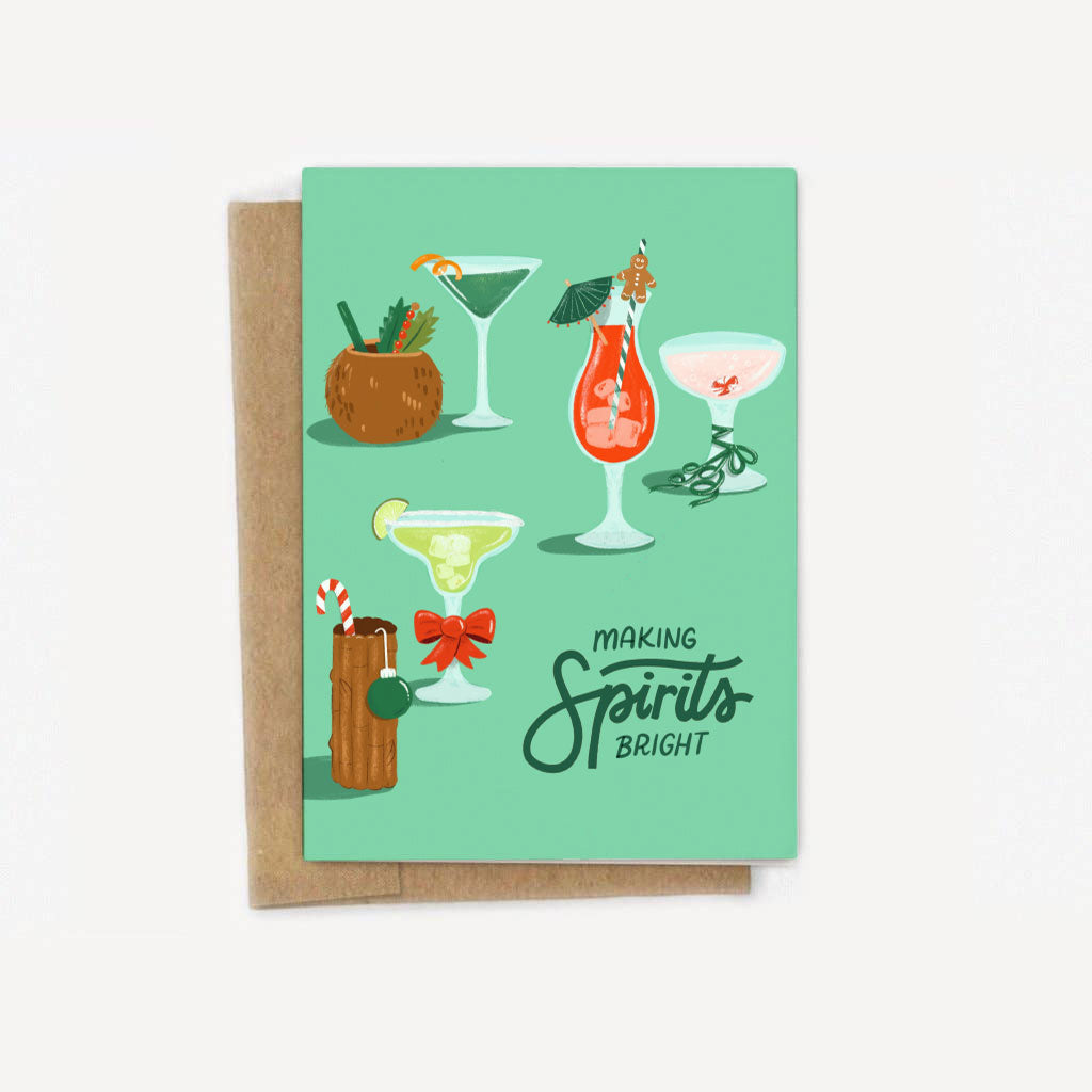 Making Spirits Bright Holiday Cocktails Christmas Card
