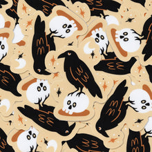 Load image into Gallery viewer, Spooky Raven and Skull Vinyl Sticker