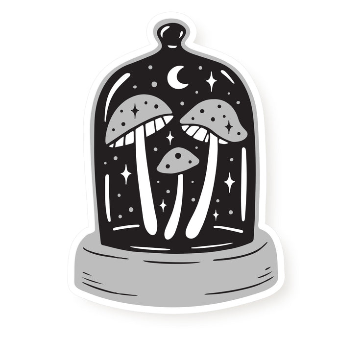 Midnight Menagerie Spooky Mushrooms Bell Jar Sticker