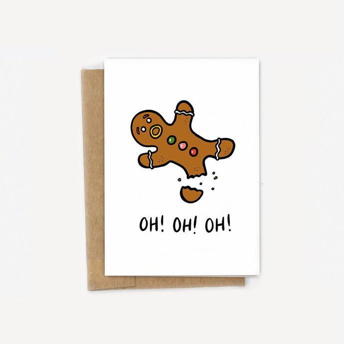 Oh! Oh! Oh! Gingerbread Man Funny Christmas Holiday Card