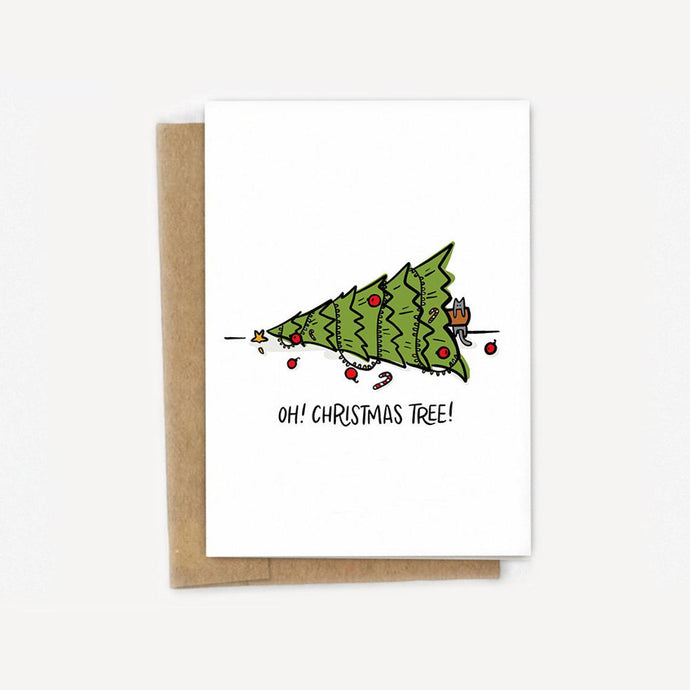 Oh! Christmas Tree! Funny Cat Holiday Card